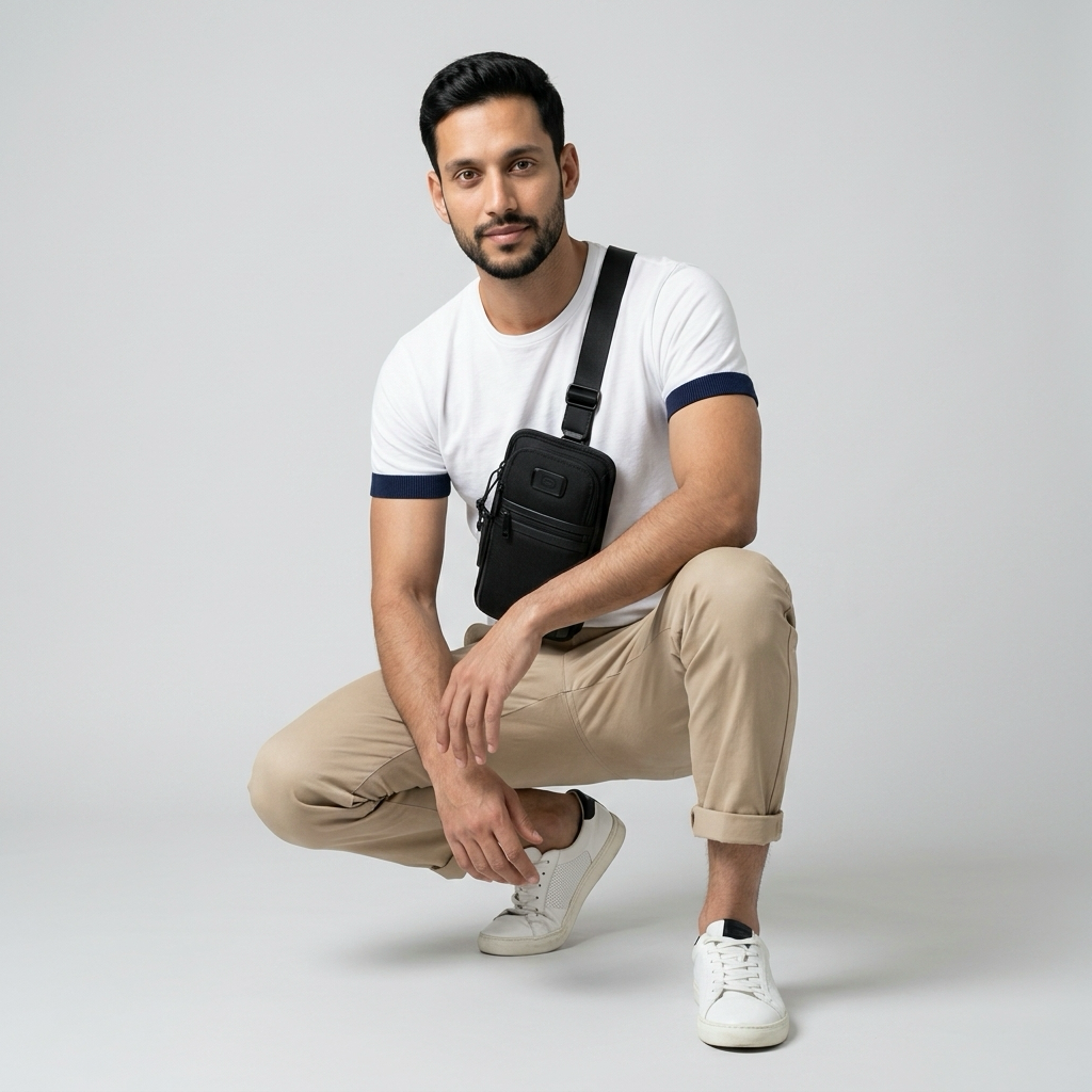 Q-BORSELLO Crossbody Bag – Ballistic Nylon & Top-Grain Leather