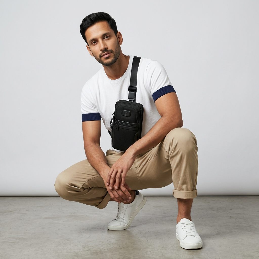 Q-BORSELLO Crossbody Bag – Ballistic Nylon & Top-Grain Leather