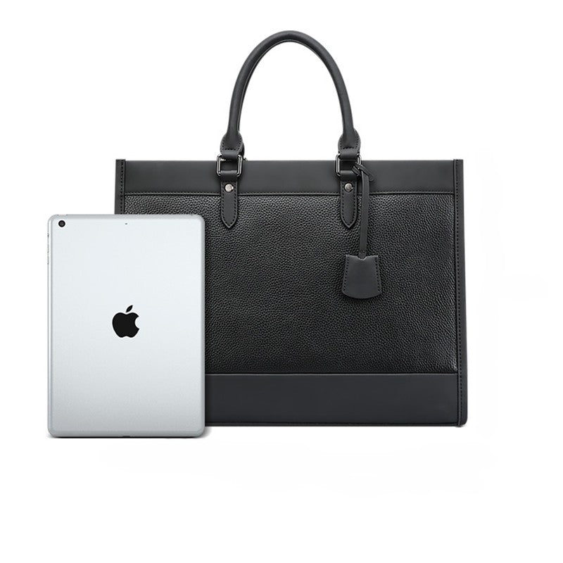 Q-METROSTYLE Genuine Leather Briefcase for Men – 15.6" Laptop Bag for Business & Travel