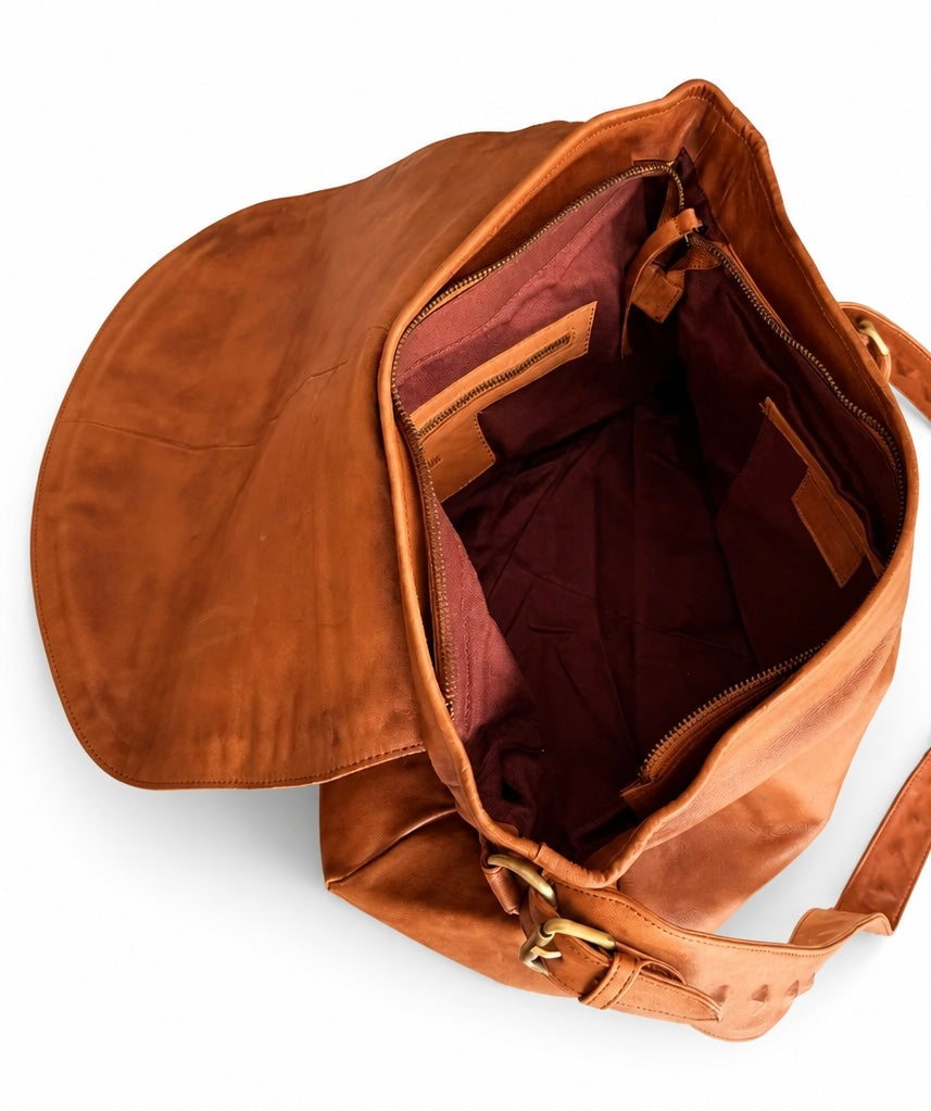 QUQUITO Italian Leather Laptop Messenger Bag for Women
