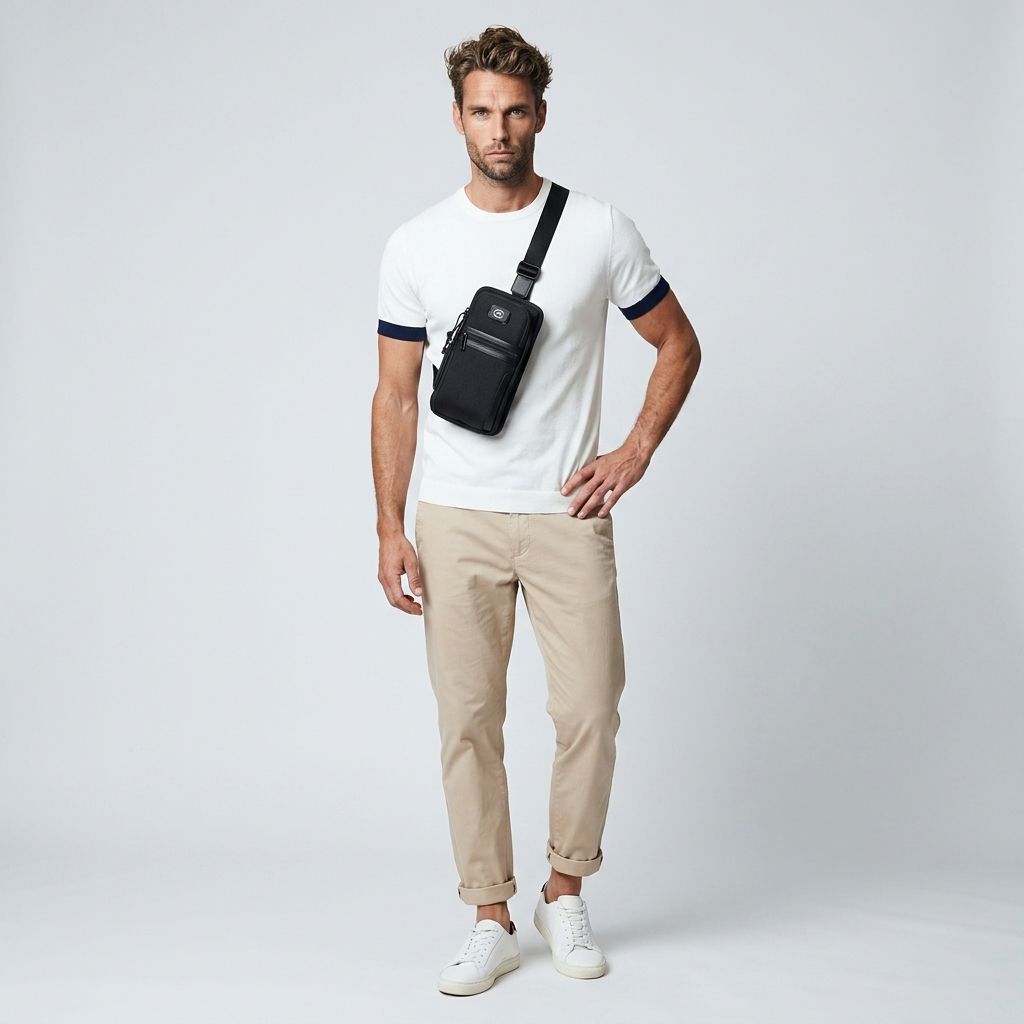 Q-BORSELLO Crossbody Bag – Ballistic Nylon & Top-Grain Leather