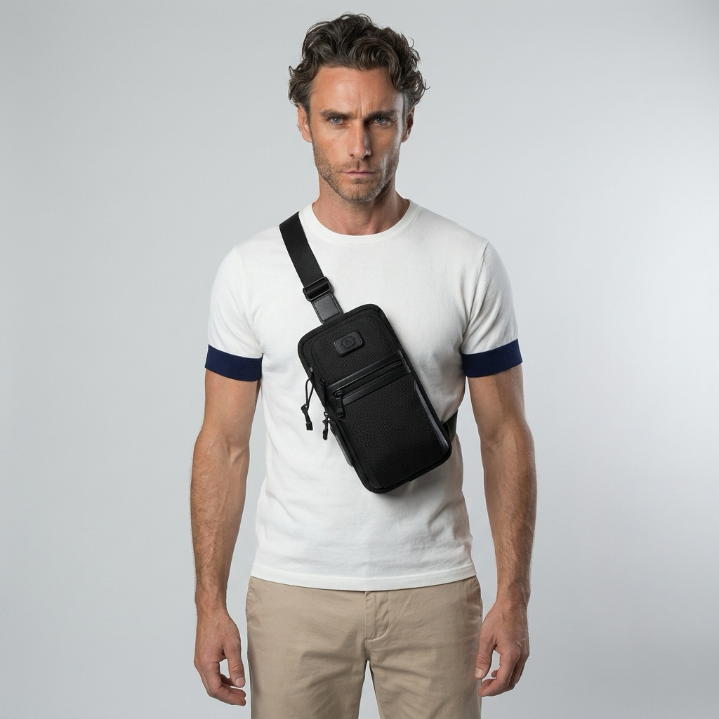Q-BORSELLO Crossbody Bag – Ballistic Nylon & Top-Grain Leather