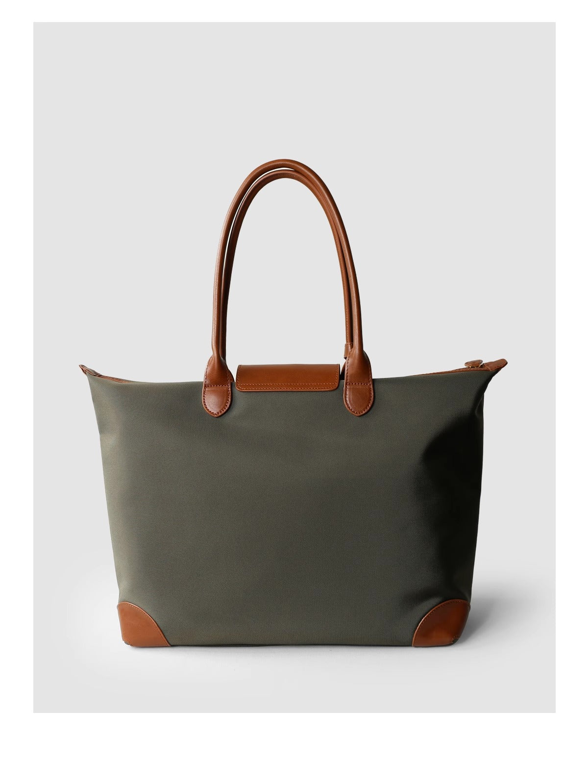Q-VELORA Medium Nylon & Leather Travel Tote Bag – Waterproof, Laptop Compartment, 2-Way Carry