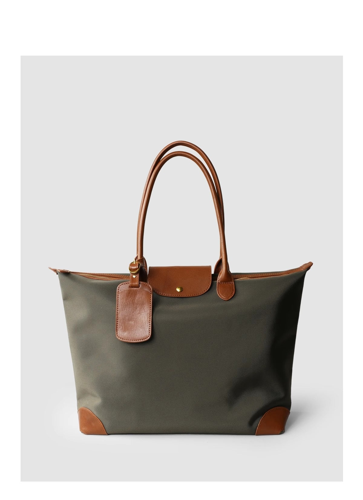 Q-VELORA Medium Nylon & Leather Travel Tote Bag – Waterproof, Laptop Compartment, 2-Way Carry