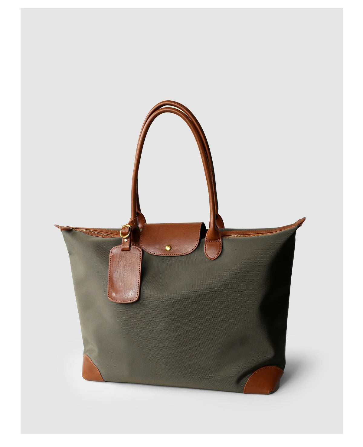 Q-VELORA Medium Nylon & Leather Travel Tote Bag – Waterproof, Laptop Compartment, 2-Way Carry