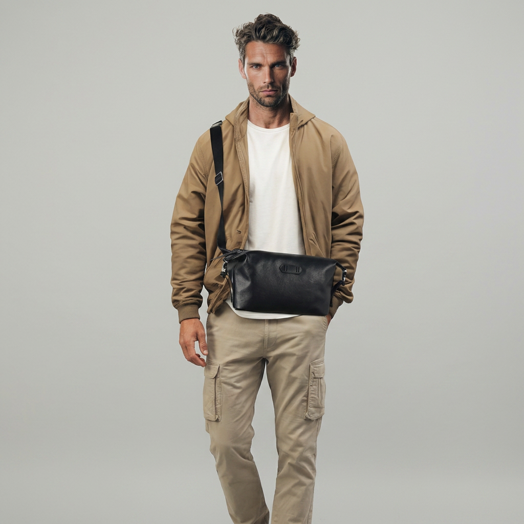 Q-SNIPER Large Capacity Leather Crossbody Chest Bag for Men | QUQUITO