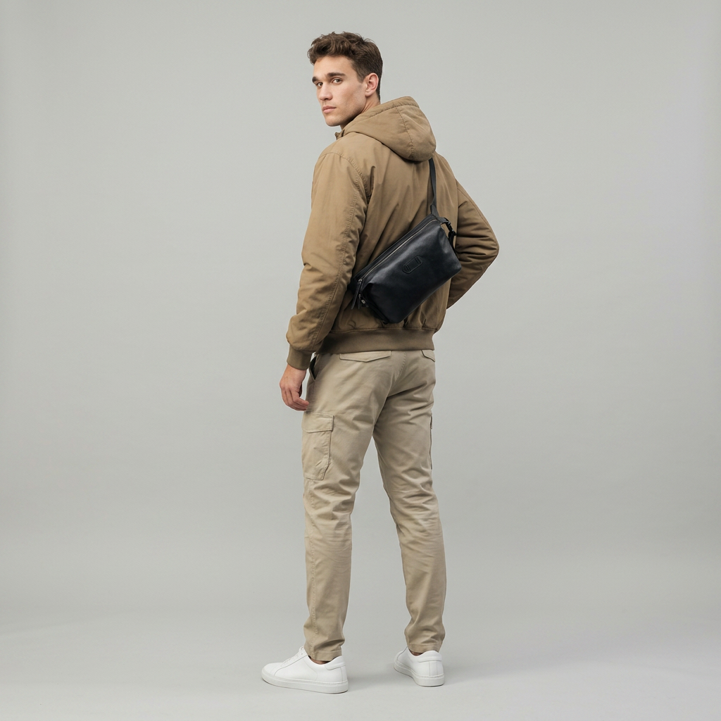 Q-SNIPER Large Capacity Leather Crossbody Chest Bag for Men | QUQUITO