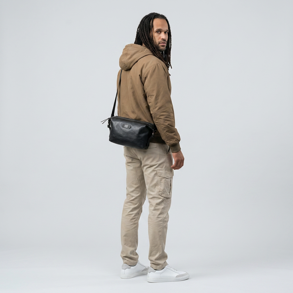 Q-SNIPER Large Capacity Leather Crossbody Chest Bag for Men | QUQUITO
