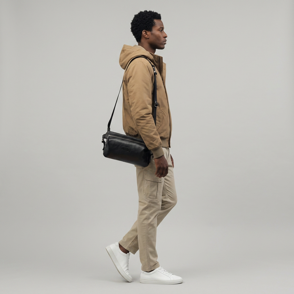 Q-SNIPER Large Capacity Leather Crossbody Chest Bag for Men | QUQUITO