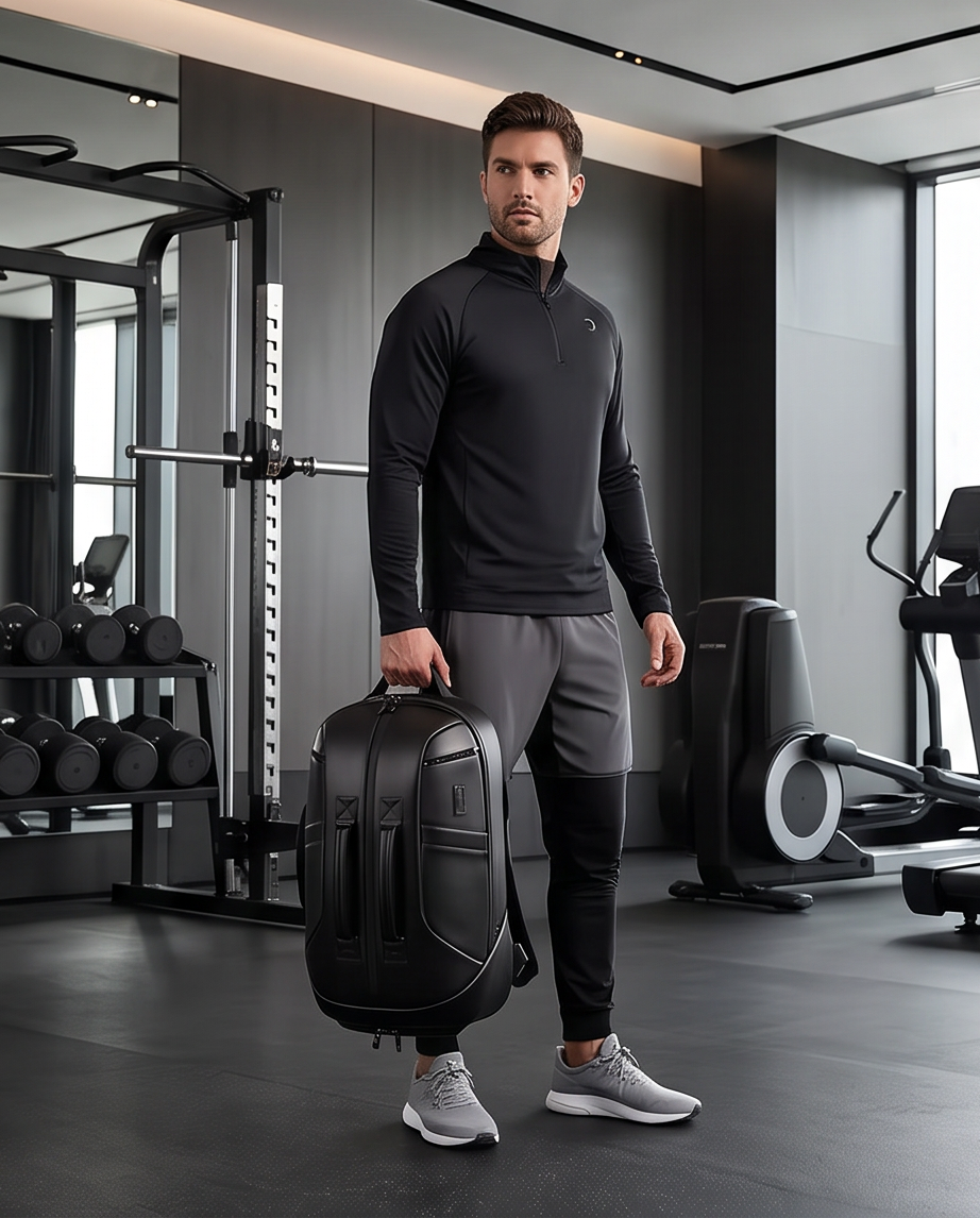 Q-GYM Waterproof PVC Backpack & Travel Duffel Bag – Large Capacity with USB Port & RFID