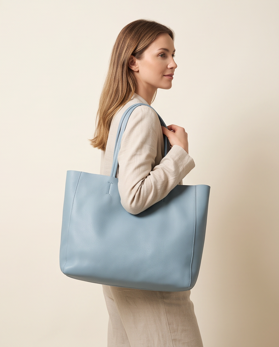 Q-LUCE Handmade Genuine Leather Tote Bag for Women – Large Shoulder & Shopping Bag