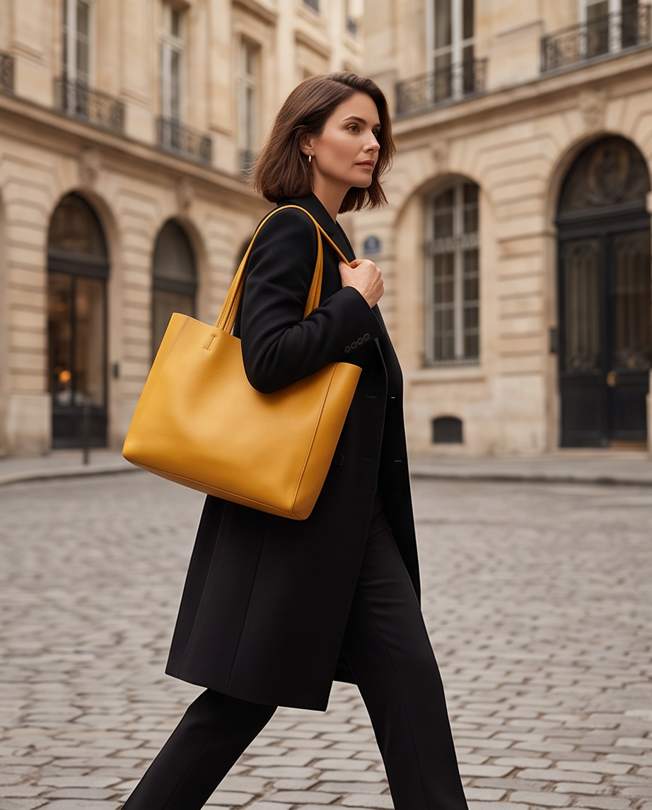 Q-LUCE Handmade Genuine Leather Tote Bag for Women – Large Shoulder & Shopping Bag
