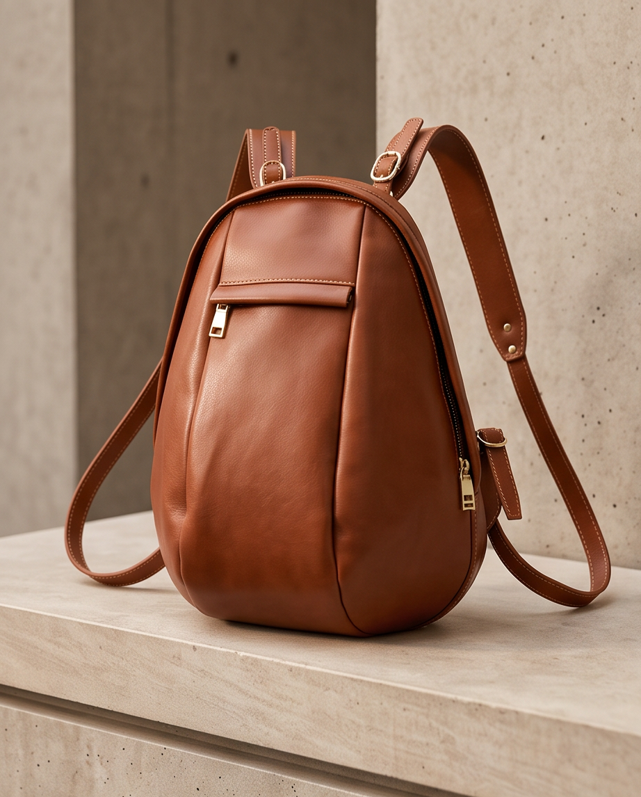 Q-LUNA Women's Genuine Leather Laptop Backpack – Minimalist 13.3" Multi-Compartment