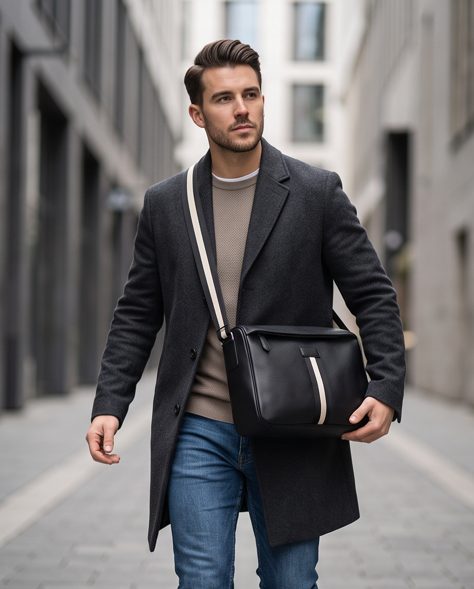 Q-ARIA Vintage Genuine Leather Crossbody Sling Bag – Unisex Messenger Bag