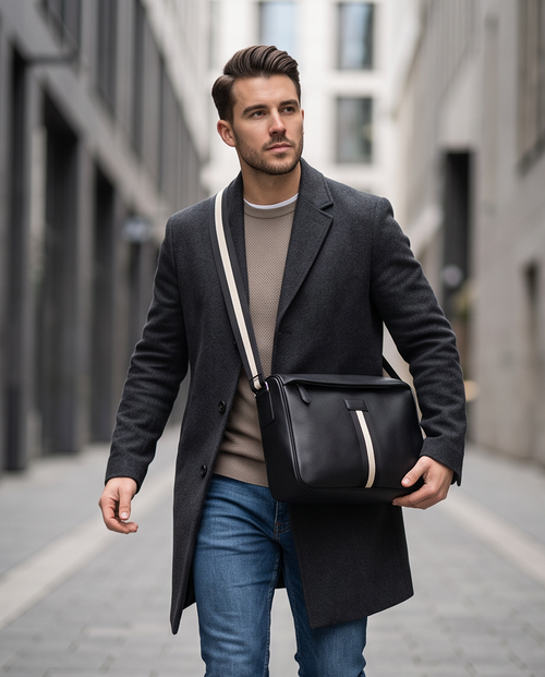 Q-ARIA Vintage Genuine Leather Crossbody Sling Bag – Unisex Messenger Bag
