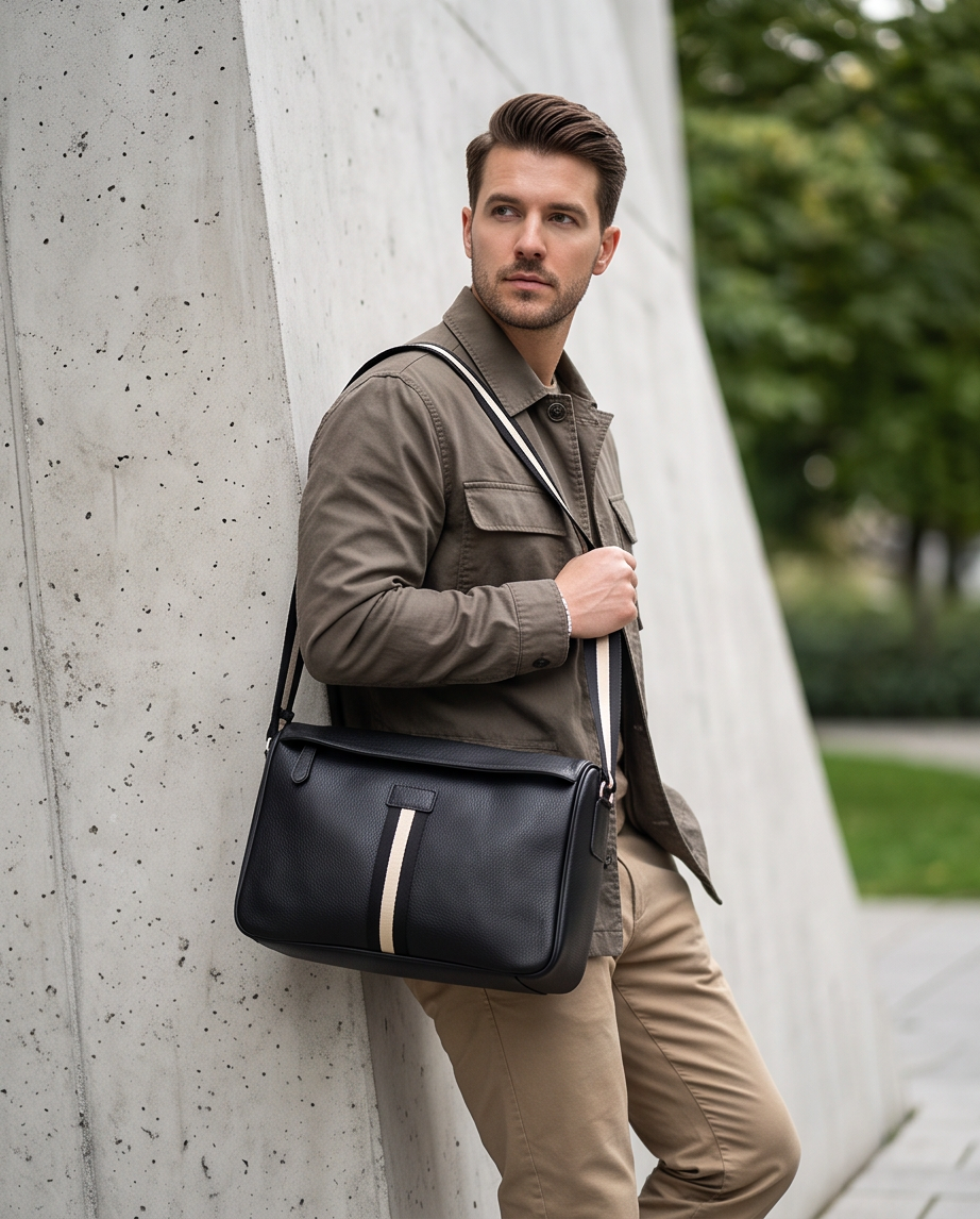 Q-ARIA Vintage Genuine Leather Crossbody Sling Bag – Unisex Messenger Bag