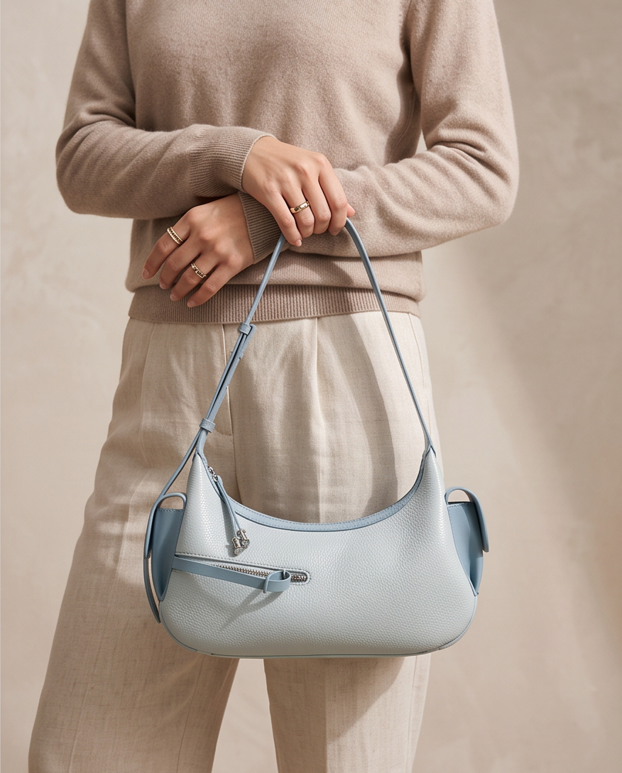 Q-PERLA Genuine Cowhide Leather Shoulder Bag for Women – Waterproof Minimalist Design