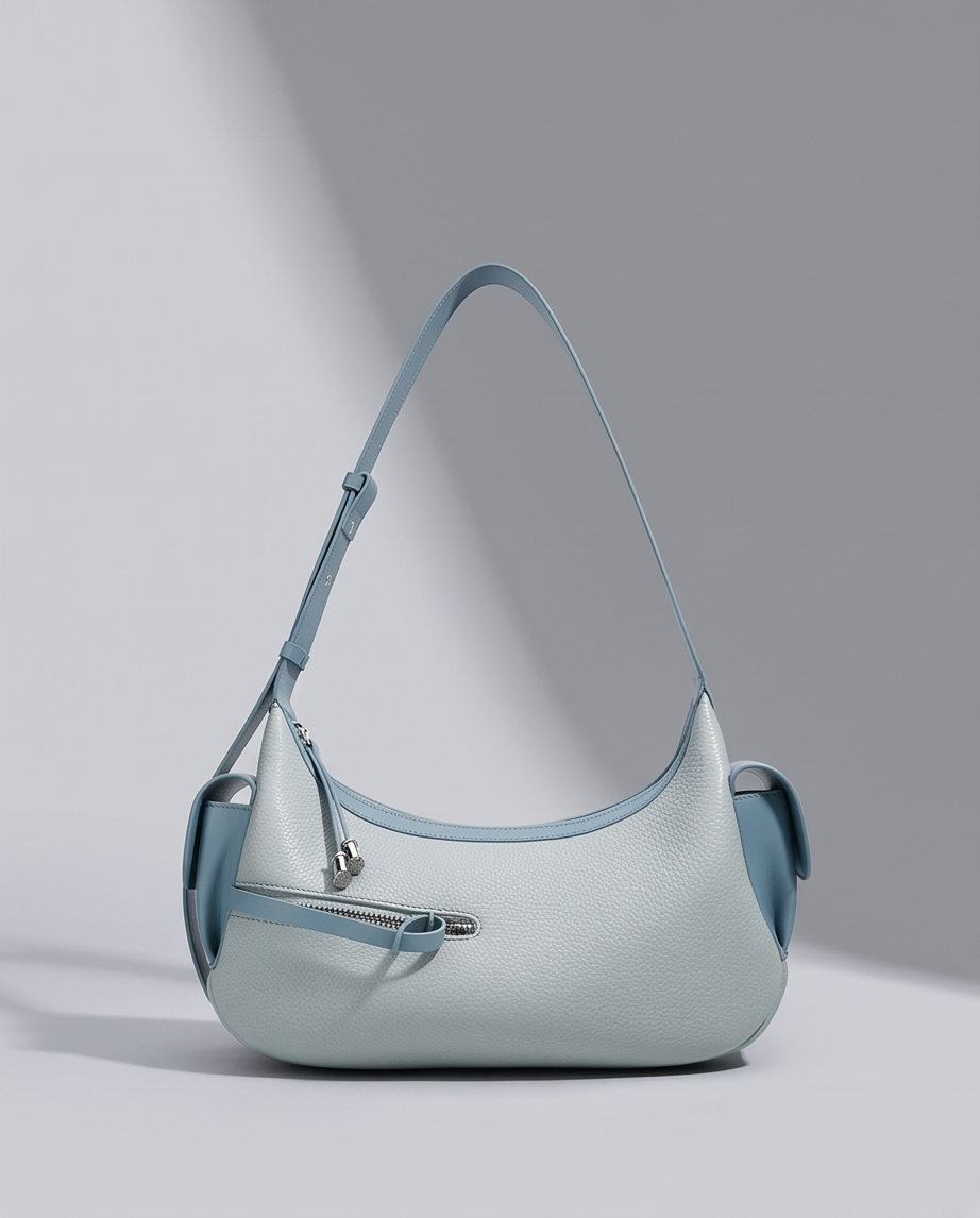 Q-PERLA Genuine Cowhide Leather Shoulder Bag for Women – Waterproof Minimalist Design