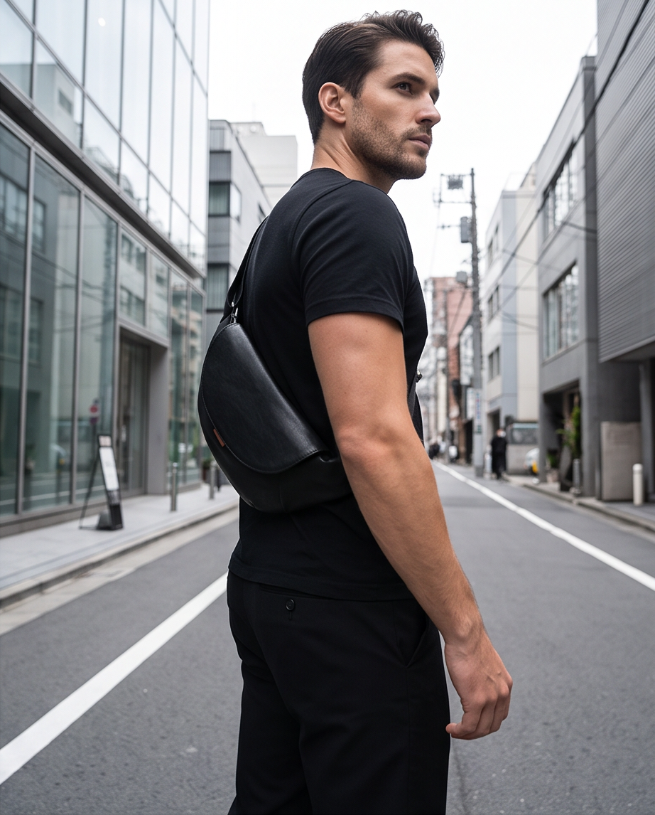 Q-COBRA Genuine Leather Crossbody Sling Bag for Men – Large Capacity Multi-Pocket