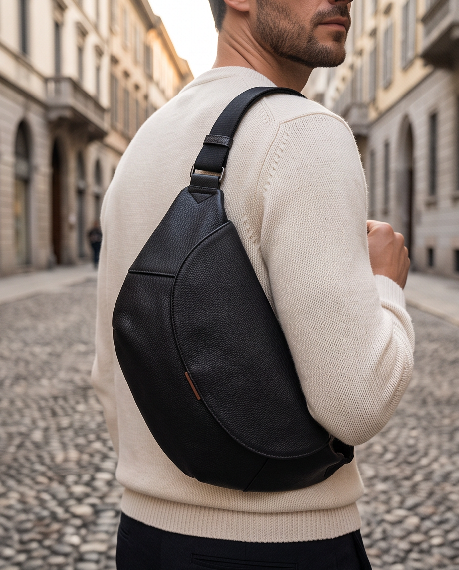 Q-COBRA Genuine Leather Crossbody Sling Bag for Men – Large Capacity Multi-Pocket
