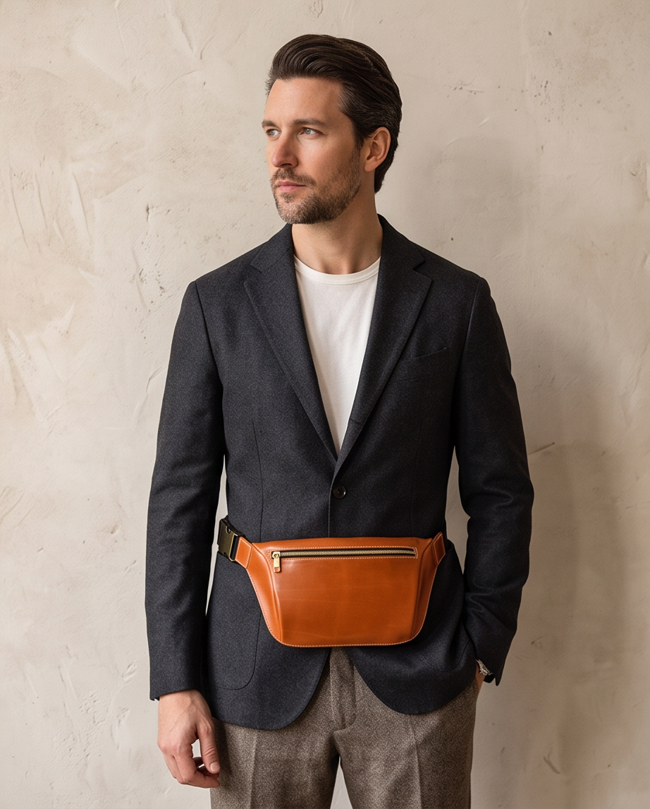 Q-FALCON Genuine Leather Chest Bag – Crossbody Sling & Fanny Pack Waist Bag