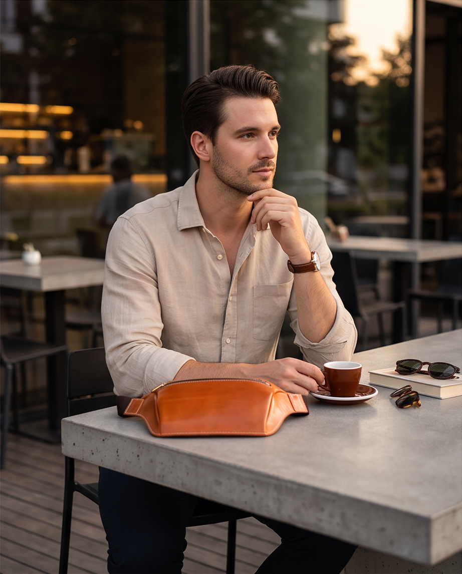 Q-FALCON Genuine Leather Chest Bag – Crossbody Sling & Fanny Pack Waist Bag