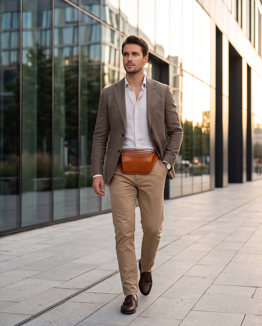Q-FALCON Genuine Leather Chest Bag – Crossbody Sling & Fanny Pack Waist Bag