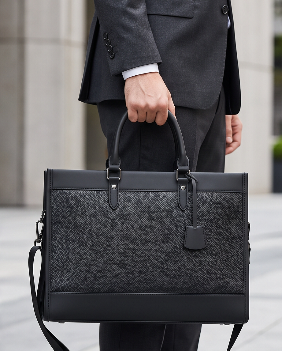 Q-METROSTYLE Genuine Leather Briefcase for Men – 15.6" Laptop Bag for Business & Travel
