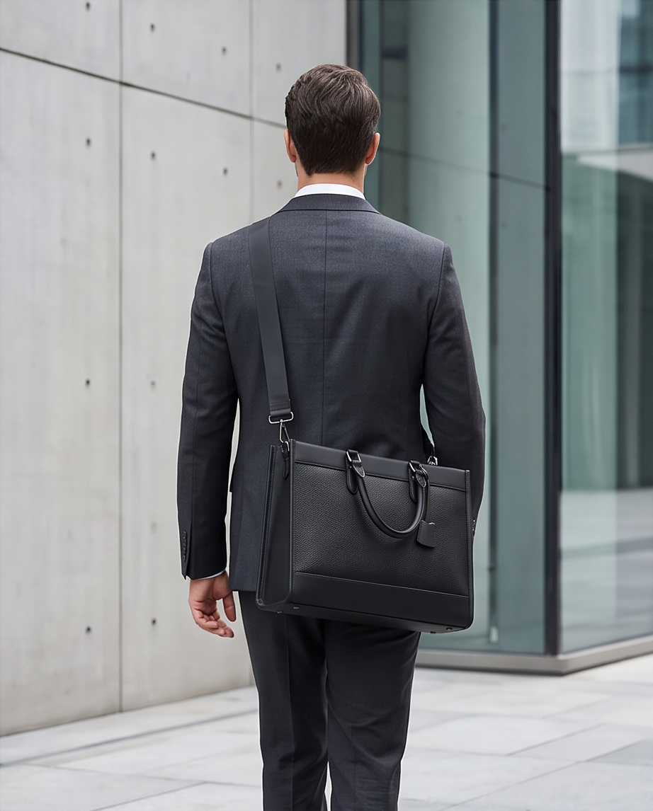 Q-METROSTYLE Genuine Leather Briefcase for Men – 15.6" Laptop Bag for Business & Travel