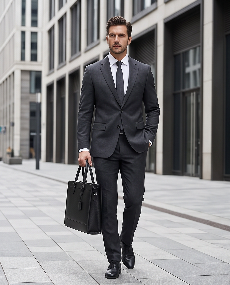 Q-METROSTYLE Genuine Leather Briefcase for Men – 15.6" Laptop Bag for Business & Travel