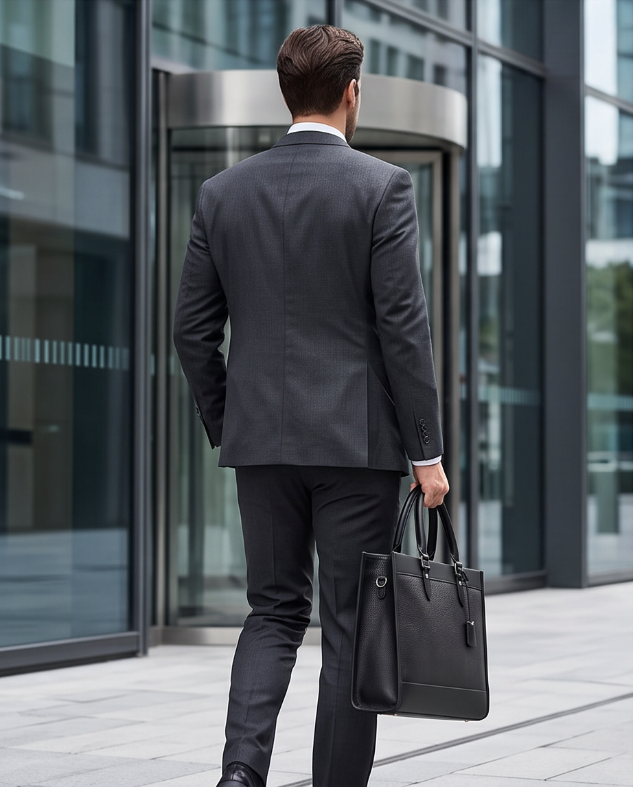Q-METROSTYLE Genuine Leather Briefcase for Men – 15.6" Laptop Bag for Business & Travel