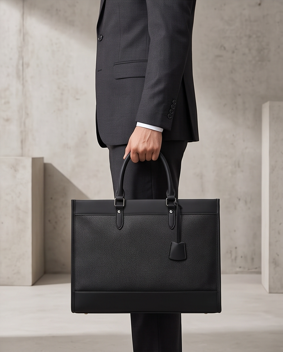 Q-METROSTYLE Genuine Leather Briefcase for Men – 15.6" Laptop Bag for Business & Travel