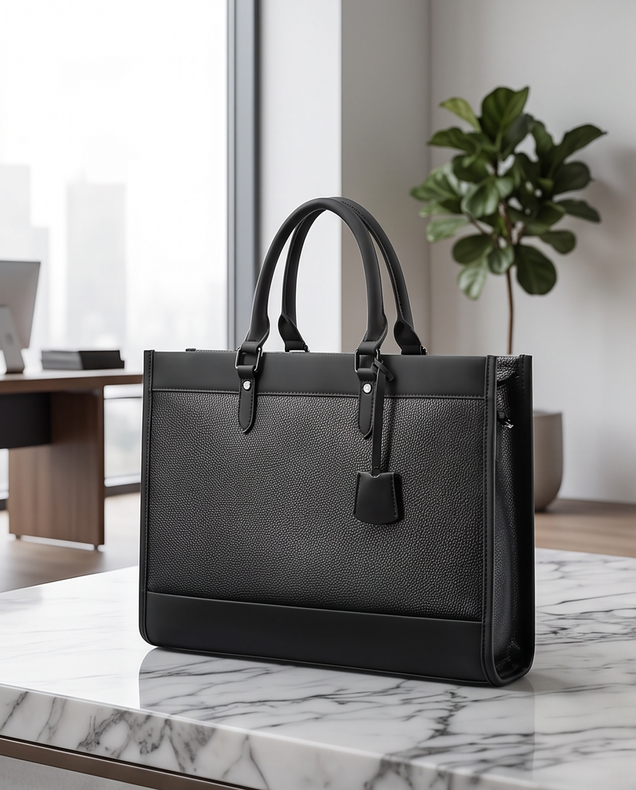 Q-METROSTYLE Genuine Leather Briefcase for Men – 15.6" Laptop Bag for Business & Travel