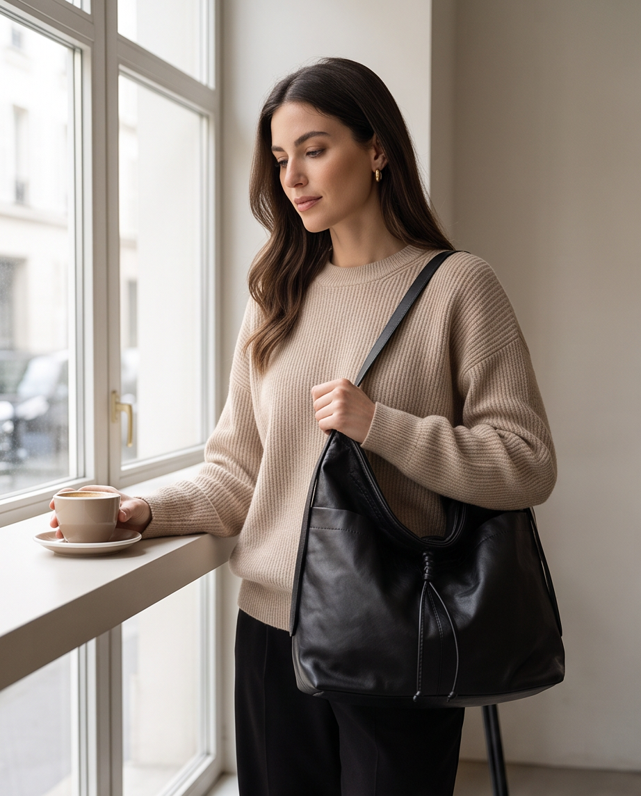 Q-FIORA Genuine Leather Shoulder Tote Bag for Women – Large Capacity Commuter Bag