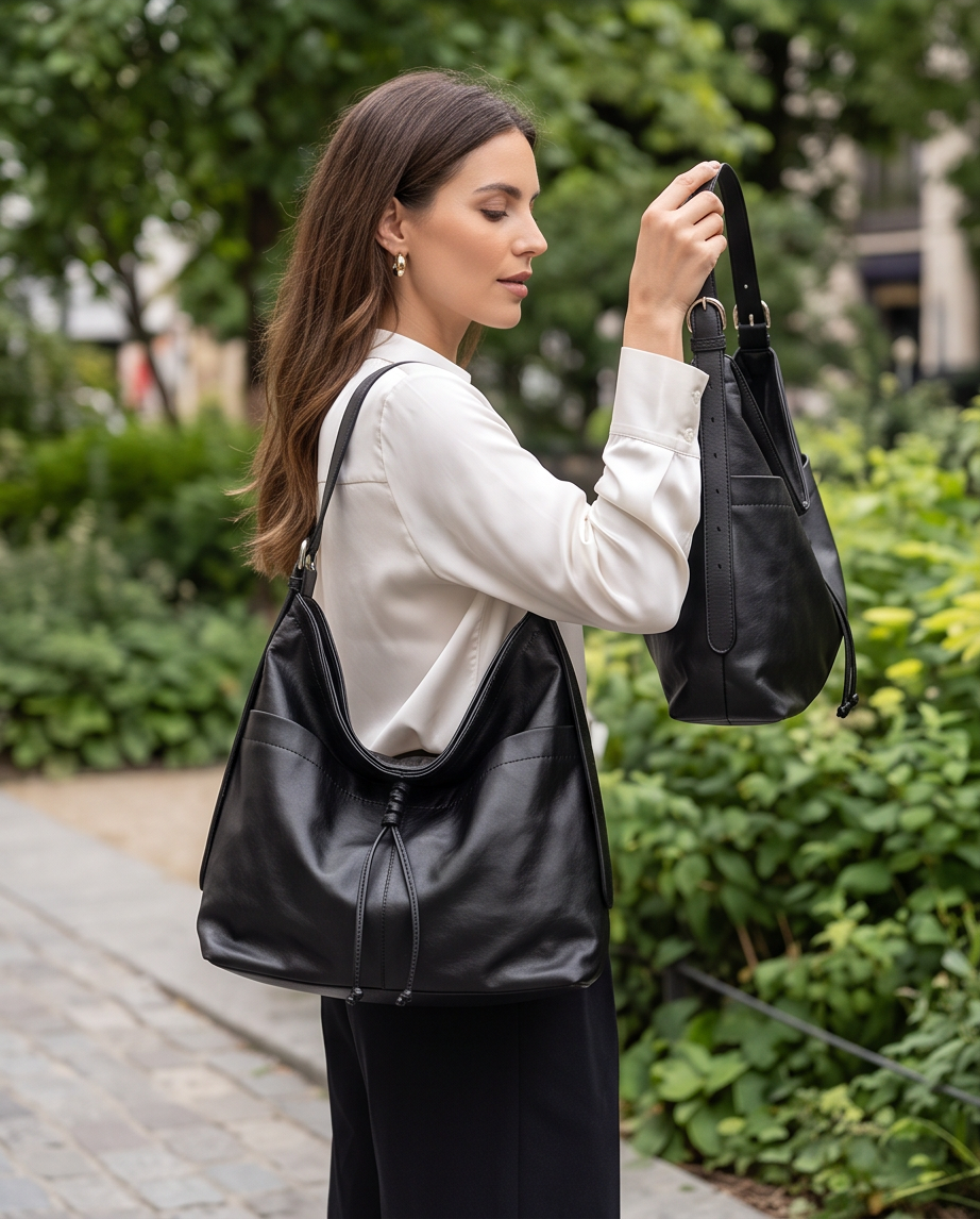 Q-FIORA Genuine Leather Shoulder Tote Bag for Women – Large Capacity Commuter Bag