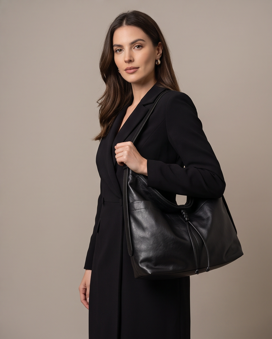 Q-FIORA Genuine Leather Shoulder Tote Bag for Women – Large Capacity Commuter Bag