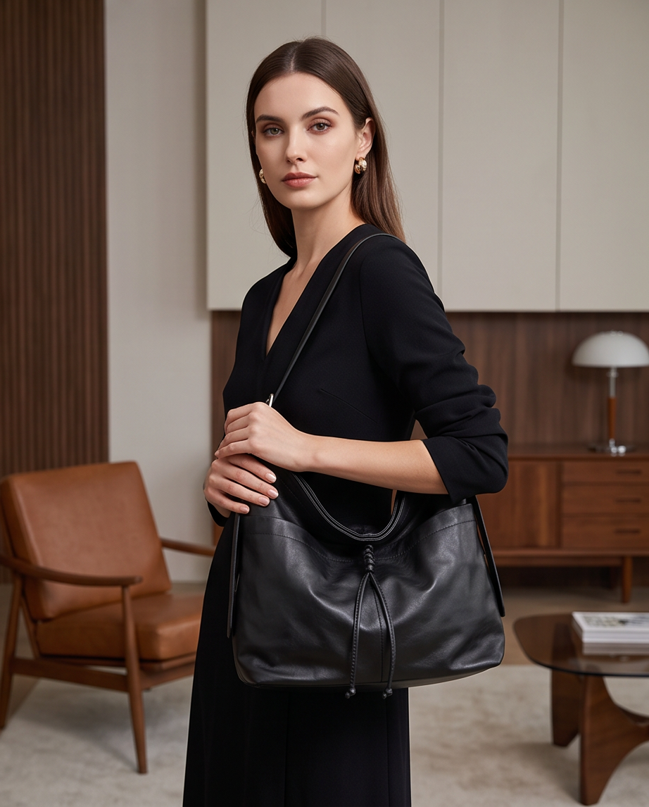 Q-FIORA Genuine Leather Shoulder Tote Bag for Women – Large Capacity Commuter Bag
