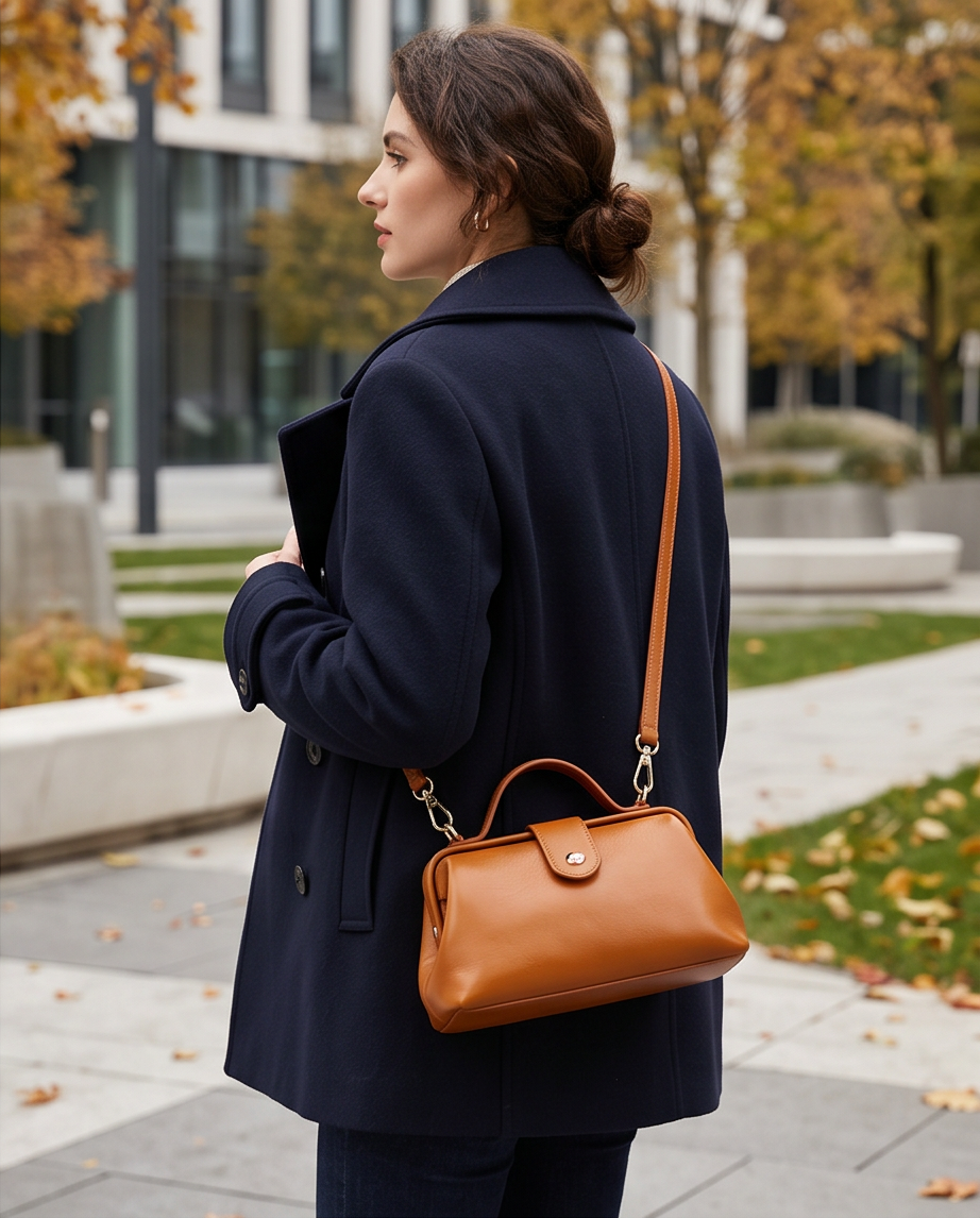 Q-DOLCE Genuine Leather Handbag for Women – Shoulder, Crossbody & Top Handle Bag
