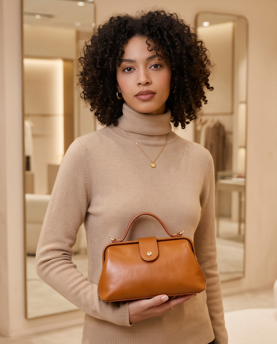 Q-DOLCE Genuine Leather Handbag for Women – Shoulder, Crossbody & Top Handle Bag