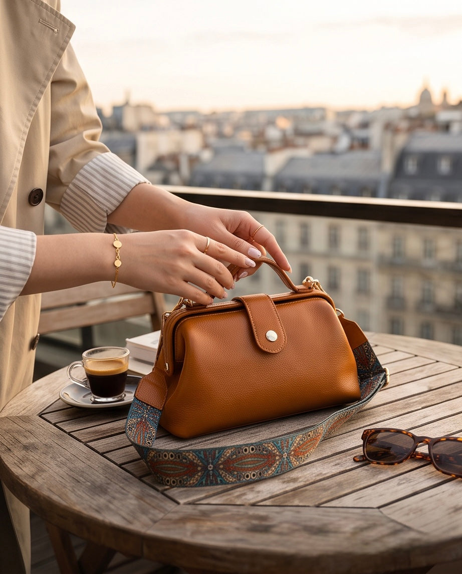 Q-DOLCE Genuine Leather Handbag for Women – Shoulder, Crossbody & Top Handle Bag