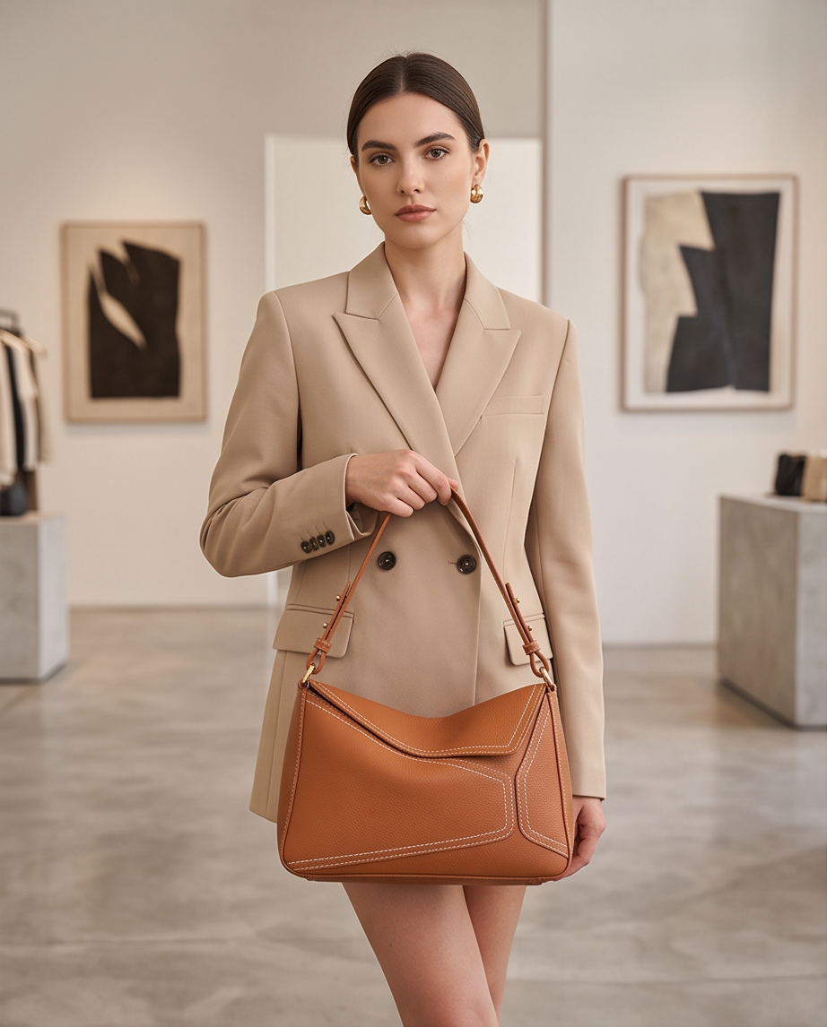 Q-AMARA Genuine Leather Handbag for Women – Dual Strap Shoulder & Crossbody Bag