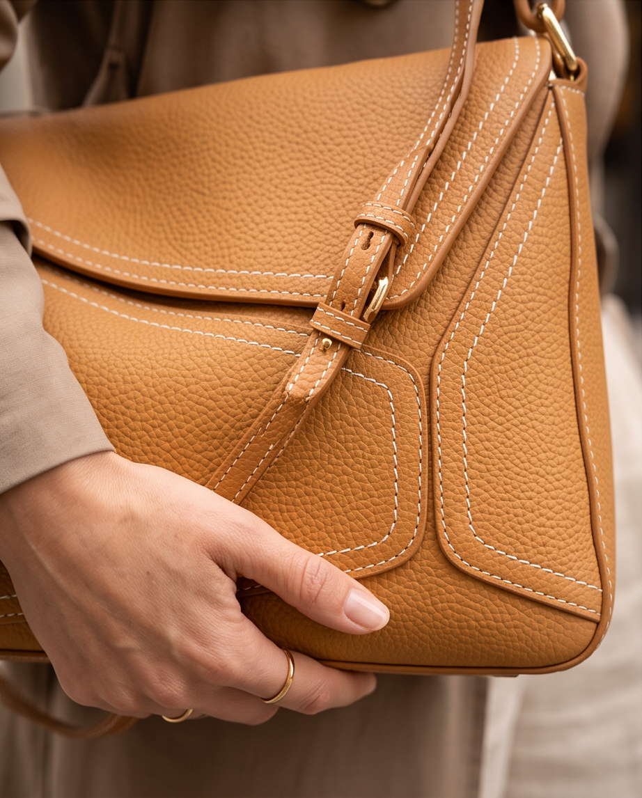 Q-AMARA Genuine Leather Handbag for Women – Dual Strap Shoulder & Crossbody Bag