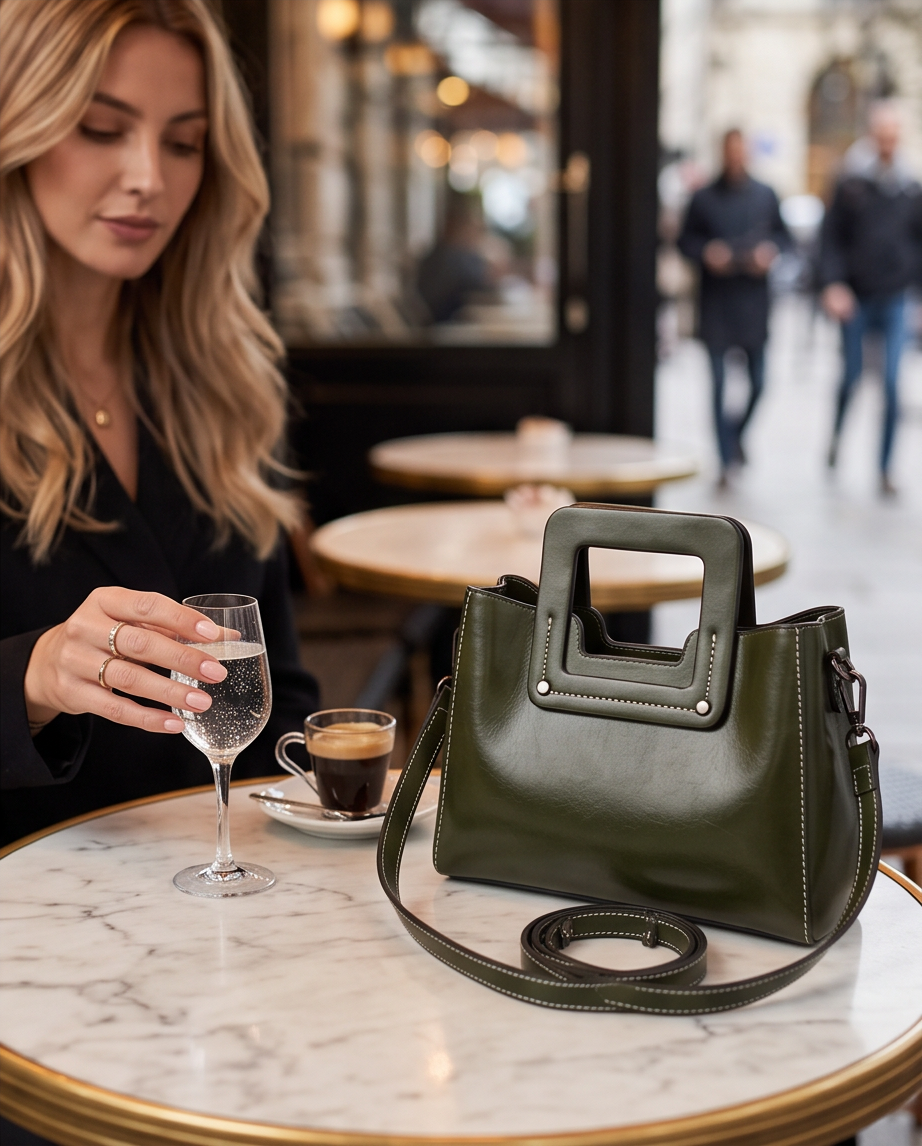 Q-GLOOMY Oil Wax Genuine Leather Crossbody Bag for Women – Luxury Shoulder Handbag