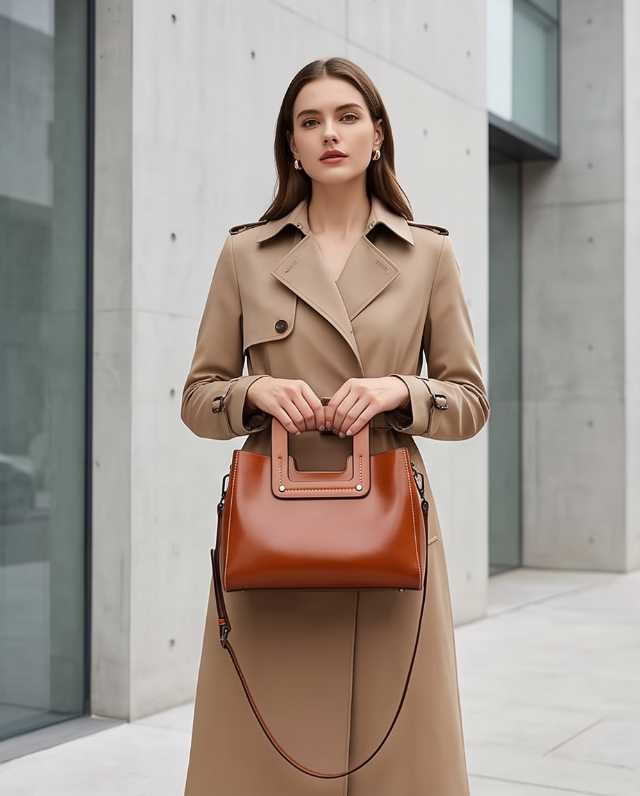 Q-GLOOMY Oil Wax Genuine Leather Crossbody Bag for Women – Luxury Shoulder Handbag