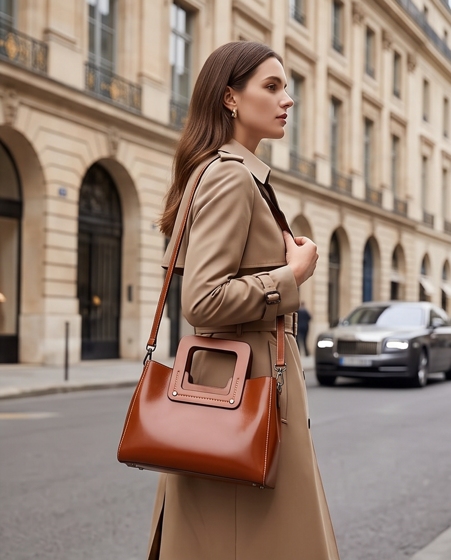 Q-GLOOMY Oil Wax Genuine Leather Crossbody Bag for Women – Luxury Shoulder Handbag