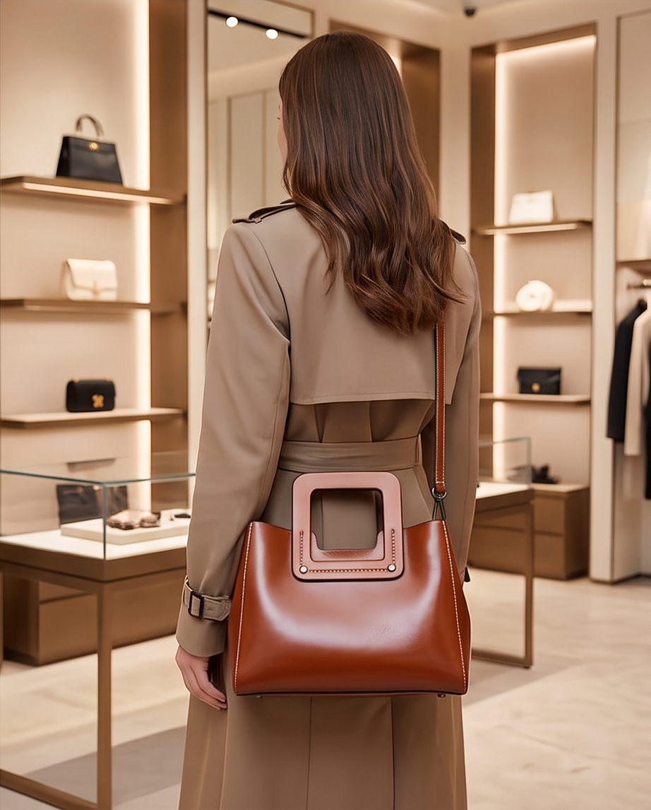 Q-GLOOMY Oil Wax Genuine Leather Crossbody Bag for Women – Luxury Shoulder Handbag