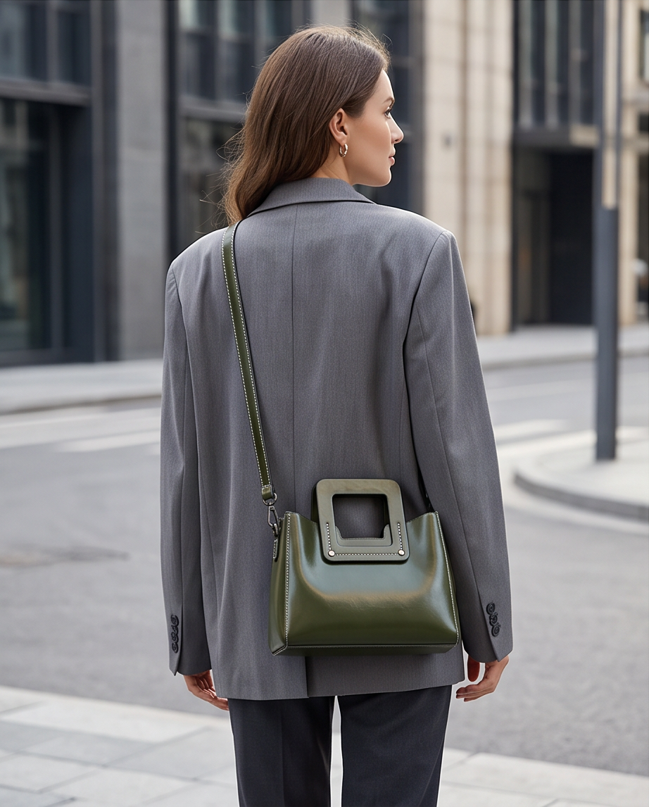 Q-GLOOMY Oil Wax Genuine Leather Crossbody Bag for Women – Luxury Shoulder Handbag