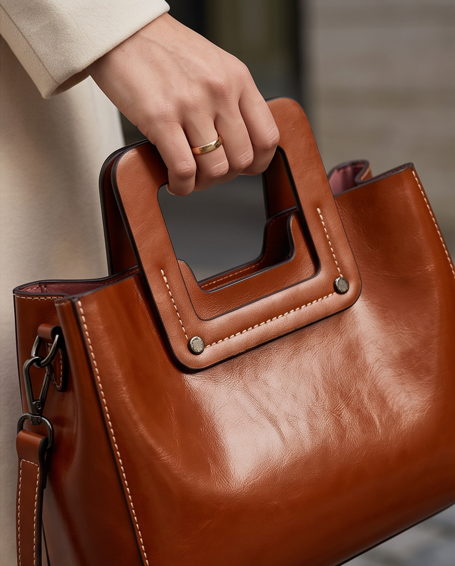 Q-GLOOMY Oil Wax Genuine Leather Crossbody Bag for Women – Luxury Shoulder Handbag