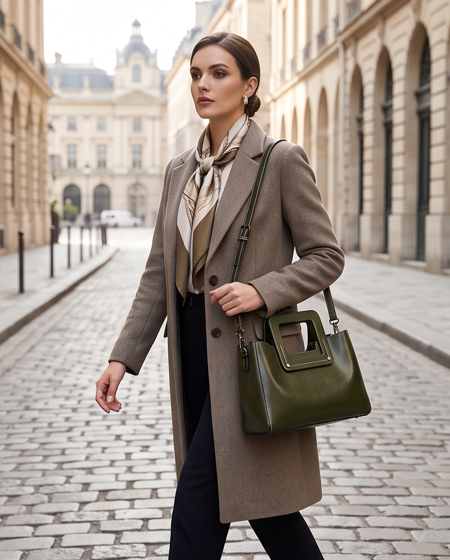 Q-GLOOMY Oil Wax Genuine Leather Crossbody Bag for Women – Luxury Shoulder Handbag