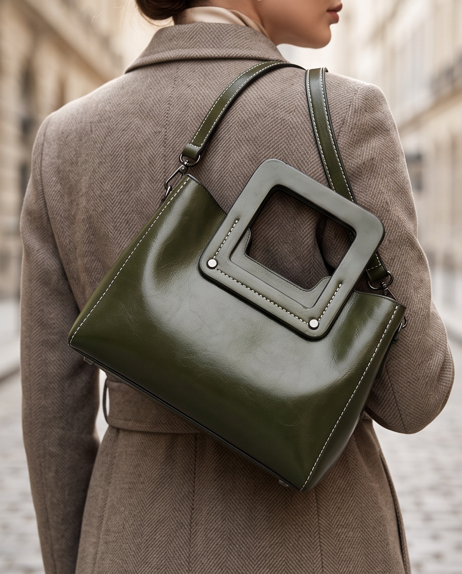 Q-GLOOMY Oil Wax Genuine Leather Crossbody Bag for Women – Luxury Shoulder Handbag